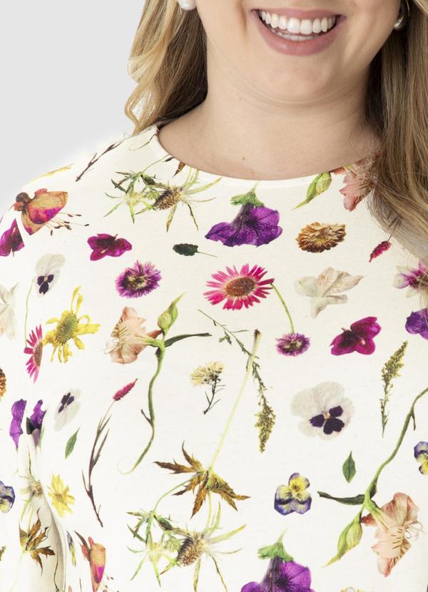 Malwee - Blusa Box Floral em Viscolinho Branco 2