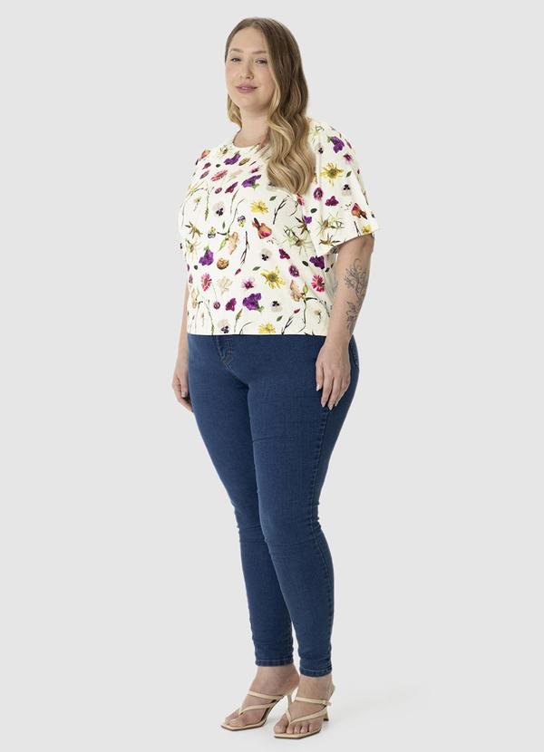 Malwee - Blusa Box Floral em Viscolinho Branco 1