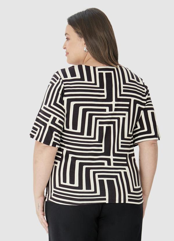 Malwee - Blusa Box Geométrica em Viscolinho Preto 2
