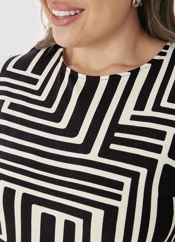 Malwee - Blusa Box Geométrica em Viscolinho Preto 3