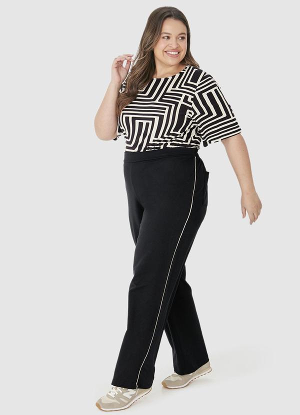 Malwee - Blusa Box Geométrica em Viscolinho Preto 4