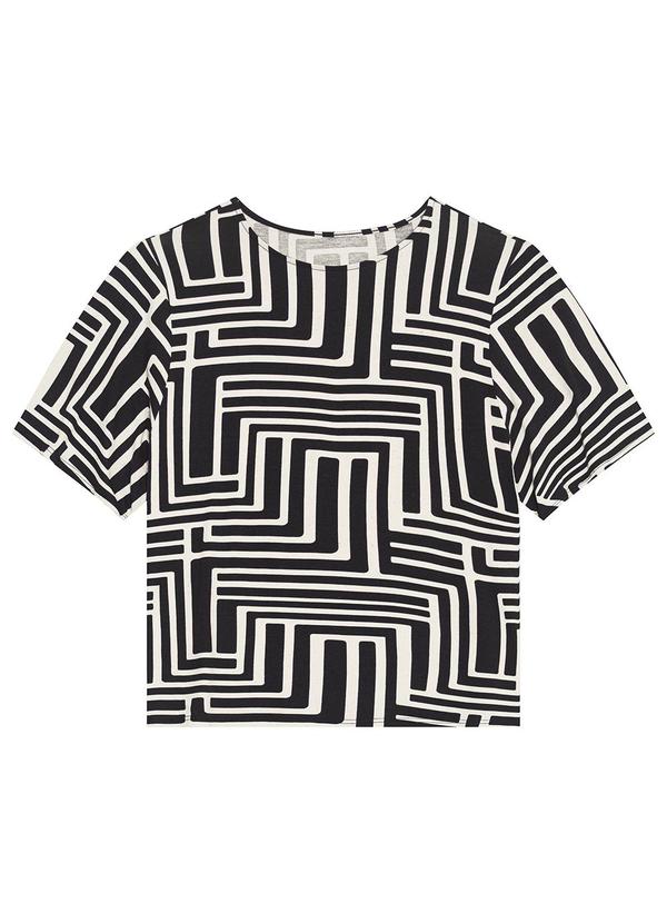 Malwee - Blusa Box Geométrica em Viscolinho Preto 5