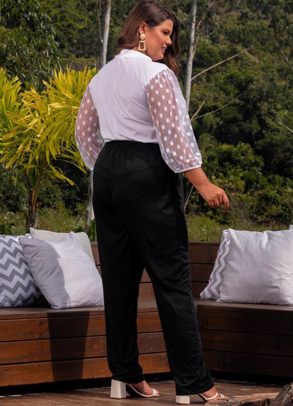 Marguerite - Blusa Branca em Malha e Tule Poá 4