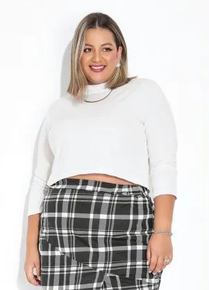 Marguerite - Blusa Branca em Ribana Canelada Plus Size - MARGUERITE