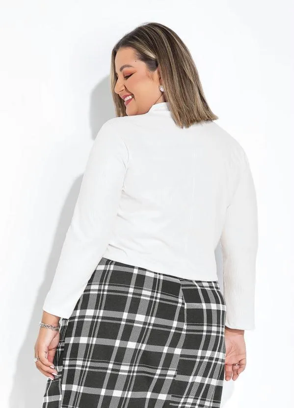 Marguerite - Blusa Branca em Ribana Canelada Plus Size 2