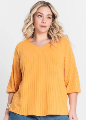 Infinita Cor - Blusa Canelada Plus Amarelo - INFINITA COR
