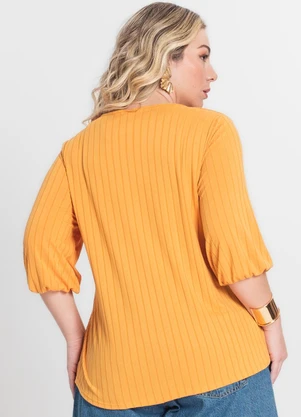 Infinita Cor - Blusa Canelada Plus Amarelo - INFINITA COR