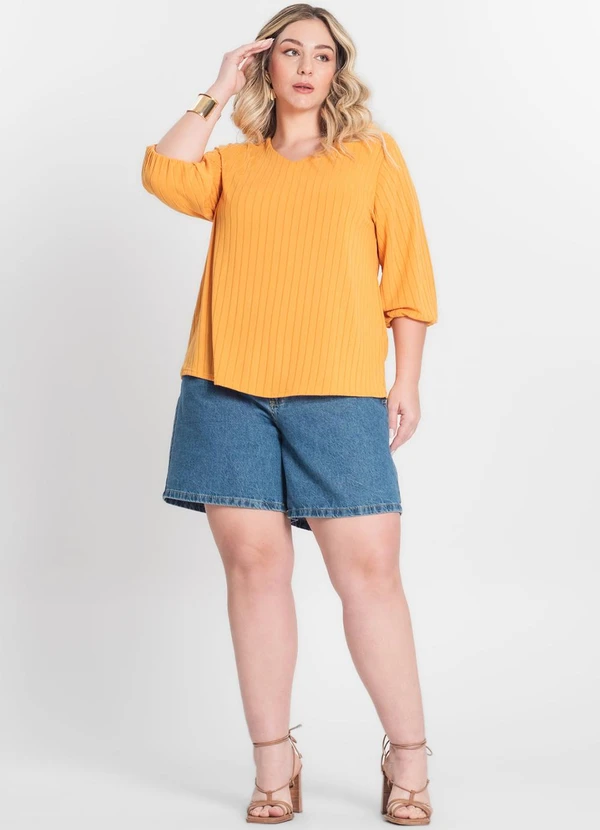 Infinita Cor - Blusa Canelada Plus Amarelo 3