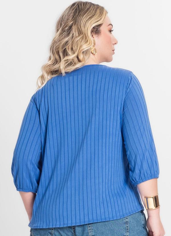 Infinita Cor - Blusa Canelada Plus Azul 1