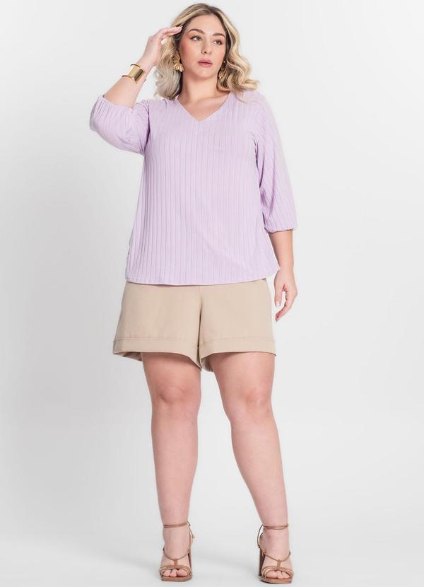 Infinita Cor - Blusa Canelada Plus Roxo 3