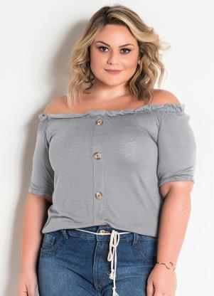 Blusa Ciganinha Plus Size (Mescla) com Botes