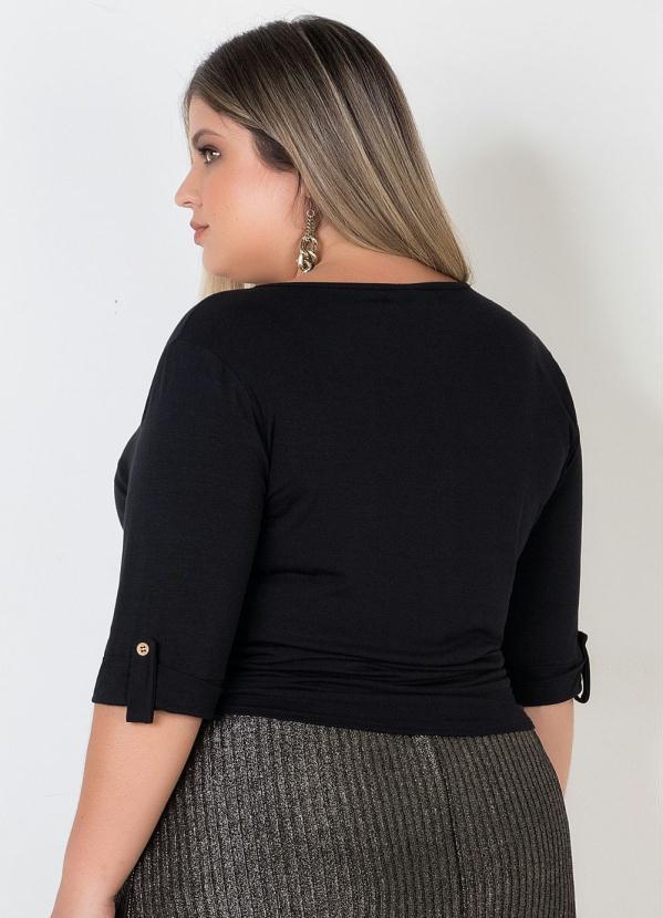 Mink - Blusa com Detalhe de Amarração Frente Preta 2