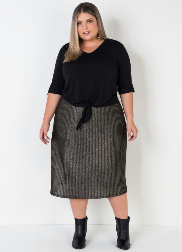 Mink - Blusa com Detalhe de Amarração Frente Preta 3