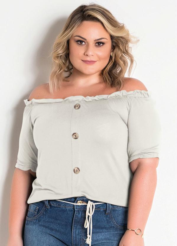 Blusa de Botes Ciganinha (Off White) Plus Size