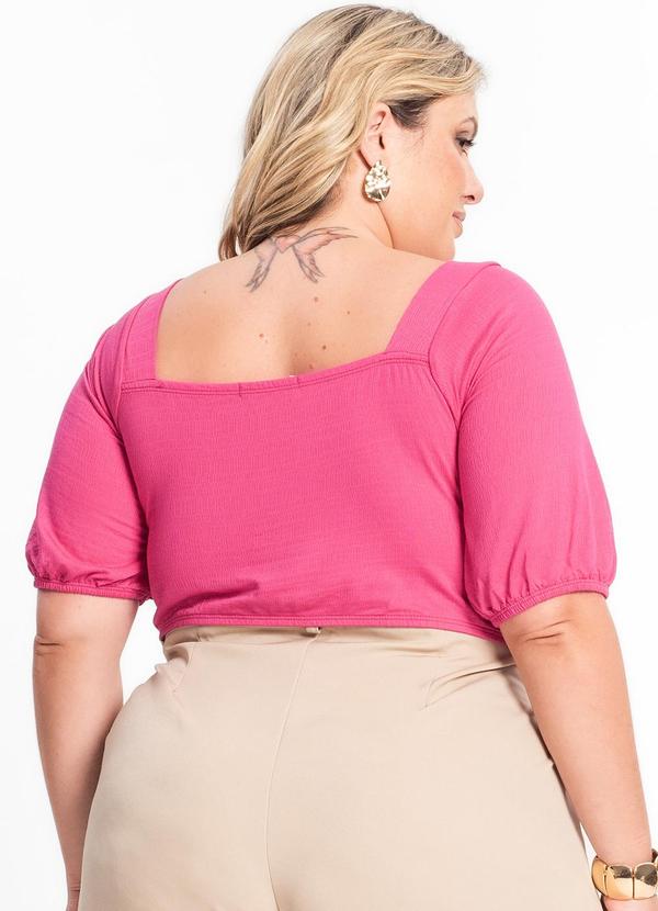 Secret Glam - Blusa Feminina Manga 3/4 Plus Size Rosa 2