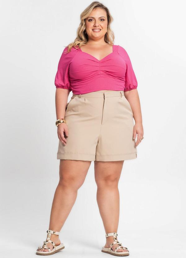 Secret Glam - Blusa Feminina Manga 3/4 Plus Size Rosa 3