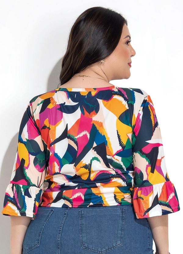 Marguerite - Blusa Floral Colorido em Jersey Acetinado 3