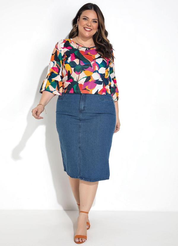 Marguerite - Blusa Floral Colorido em Jersey Acetinado 2