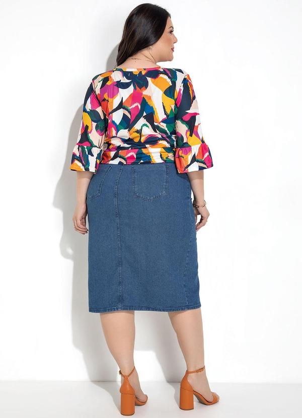 Marguerite - Blusa Floral Colorido em Jersey Acetinado 1