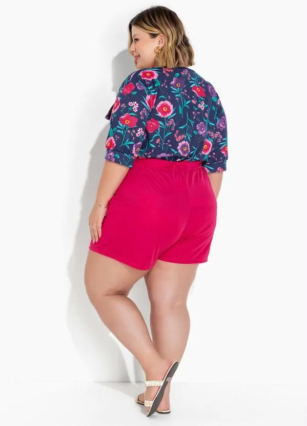 Marguerite - Blusa Floral Marinho com Babado Plus Size 5