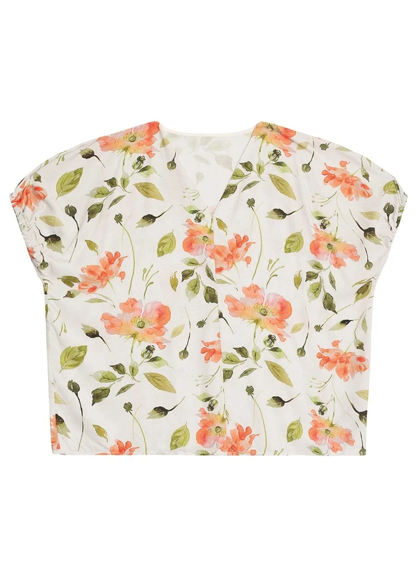 Malwee - Blusa Floral Mullet em Malha Plus Off White 2