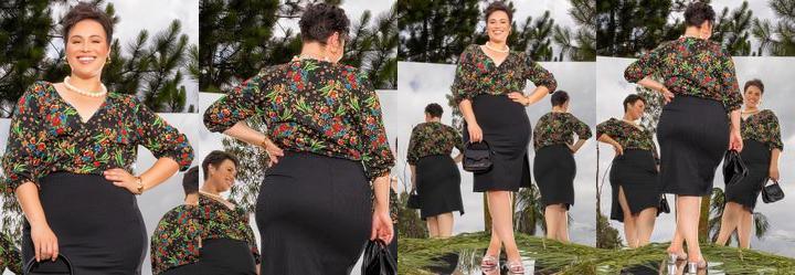 Blusa Floral Vibrante em Jersey Acetinado