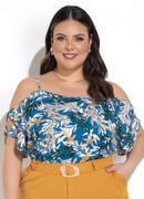Blusa (folhagem ctrica azul) em malha