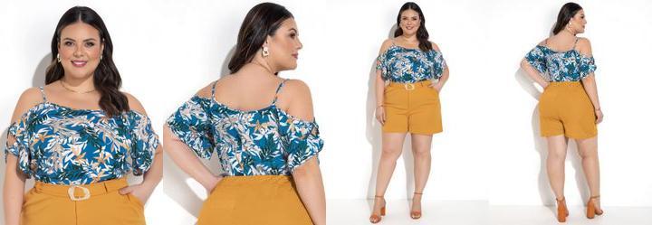 Blusa Folhagem Ctrica Azul em Malha