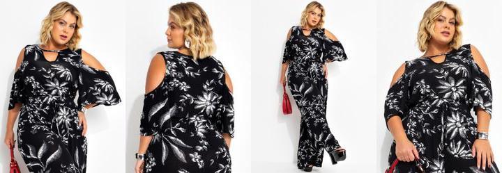 Blusa Folhagem Preta em Malha Tric