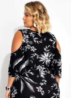Marguerite - Blusa Folhagem Preta em Malha Tricô - MARGUERITE