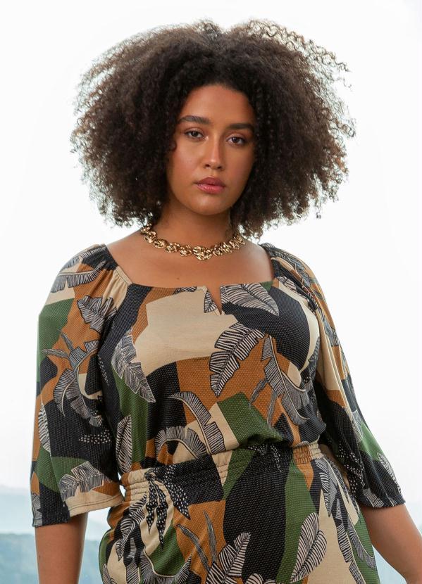 Lisamour - Blusa Folhagem Tropical Verde
