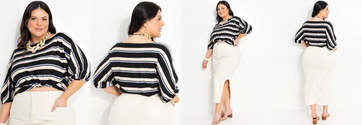 Blusa Listrada em Malha de Viscose