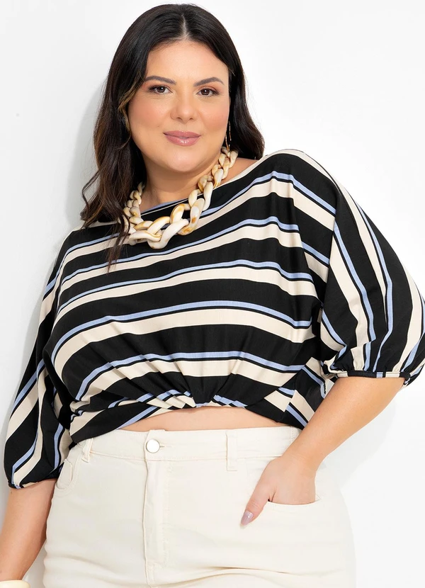 Marguerite - Blusa Listrada em Malha de Viscose