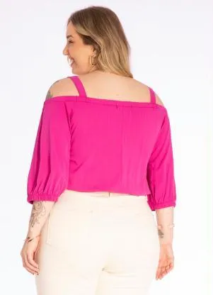 Lisamour - Blusa Manga 3/4 em Tecido Magenta - LISAMOUR