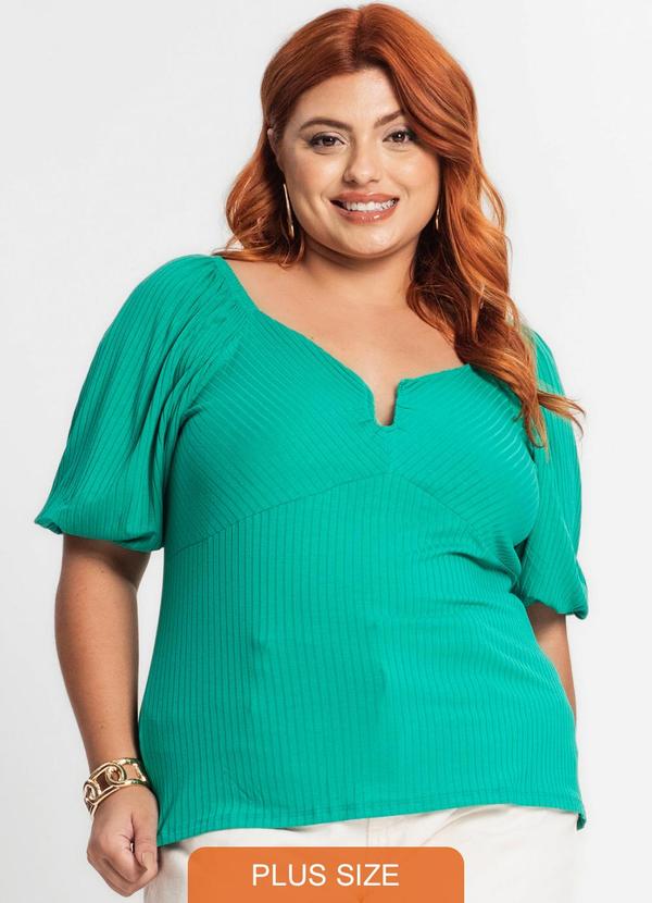 Secret Glam - Blusa Manga 3/4 Feminina Plus Size Verde