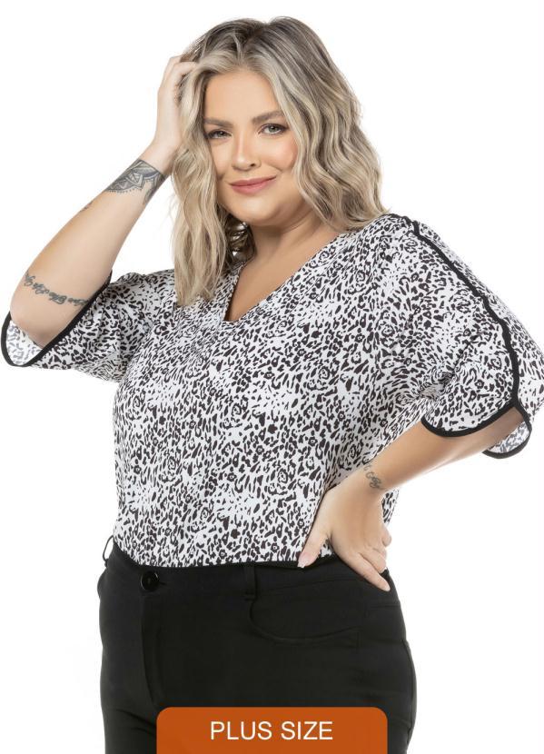 Donna Peck - Blusa Manga 3/4 Oncinha Plus Size Branco