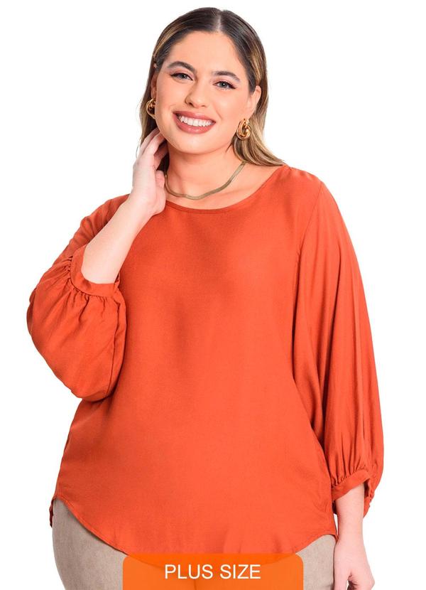 Secret Glam - Blusa Manga 3/4 Viscose Sarjada Twill Terracota