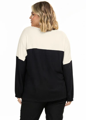 Secret Glam - Blusa Manga 3/4 Vistocorcion Preto - SECRET GLAM
