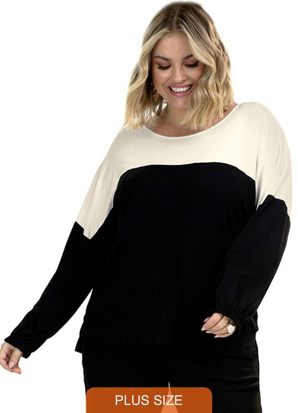 Secret Glam - Blusa Manga 3/4 Vistocorcion Preto