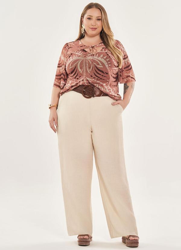 Lisamour - Blusa Manga Curta Estampada Marrom 2