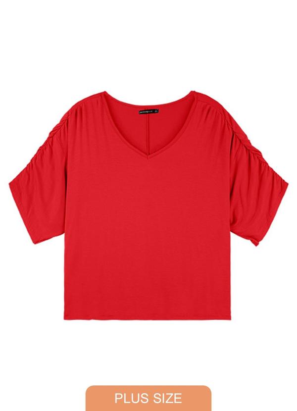 Rezzato - Blusa Mangas Franzidas Adulto Plus Vermelho