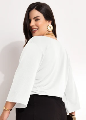 Marguerite - Blusa Off White em Malha Anarruga - MARGUERITE