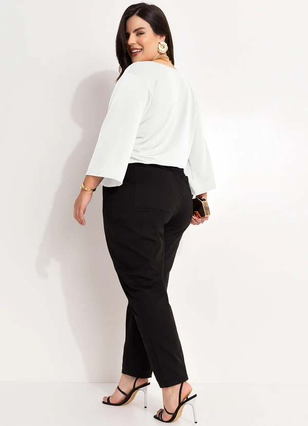 Marguerite - Blusa Off White em Malha Anarruga