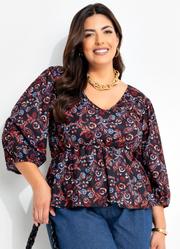 Blusa Paisley em Jersey Acetinado
