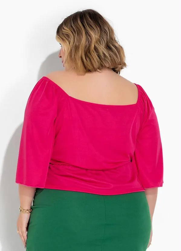 Marguerite - Blusa Pink com Mangas Amplas Plus Size 3