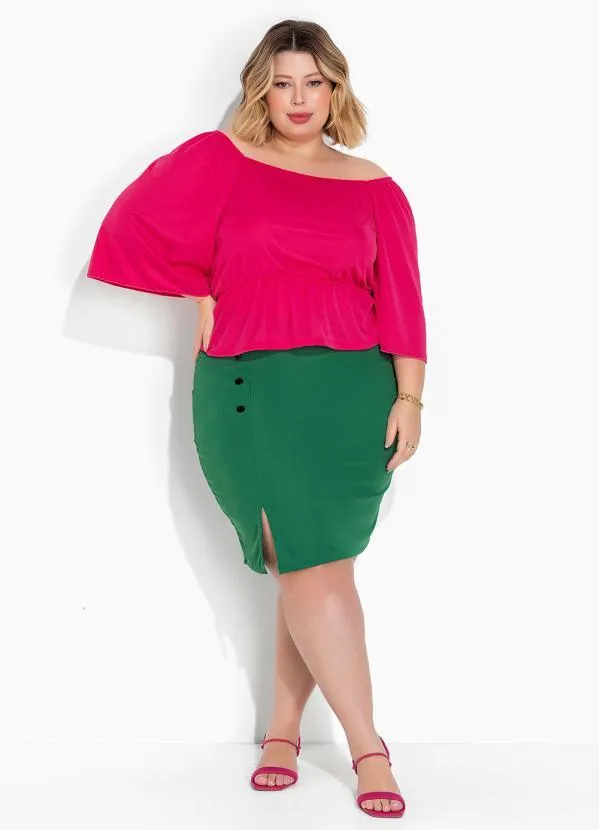 Marguerite - Blusa Pink com Mangas Amplas Plus Size 2