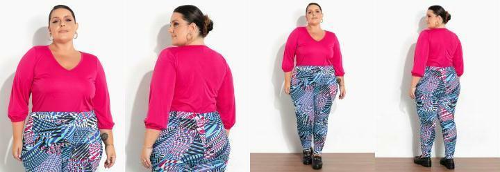 Blusa Pink com Mangas Bufantes Plus Size