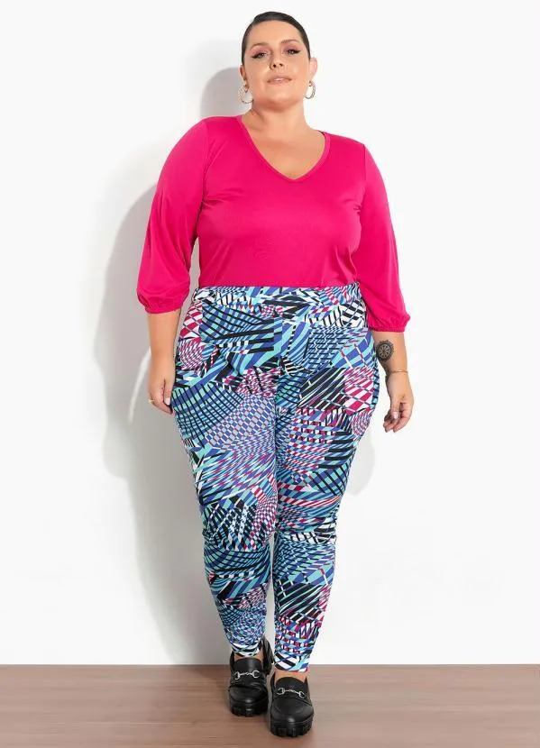 Marguerite - Blusa Pink com Mangas Bufantes Plus Size 3