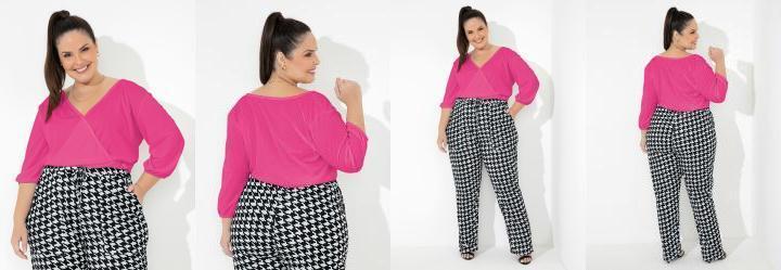 Blusa Pink Transpassada Plus Size