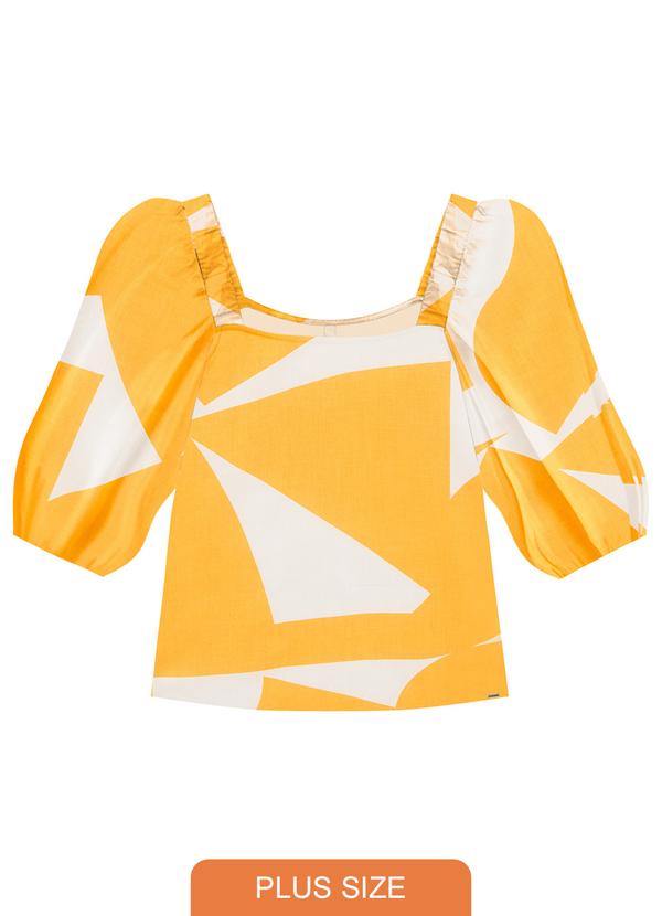 Lunender Mais Mulher - Blusa Plus Size com Decote Quadrado Amarelo